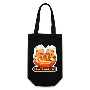 Capybara Ramen & Relax Sticker - Geschenkbeutel für Flaschen - Schwarz - Vorne