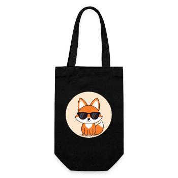 Fox badge in black glasses - Gift Bag for Bottles - black - Front