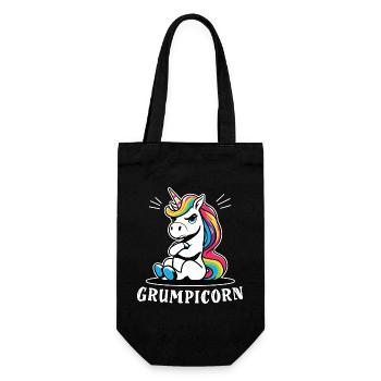 Grumpicorn Regenbogen-Einhorn Spaß Humor Lustig - Geschenkbeutel für Flaschen - Schwarz - Vorne