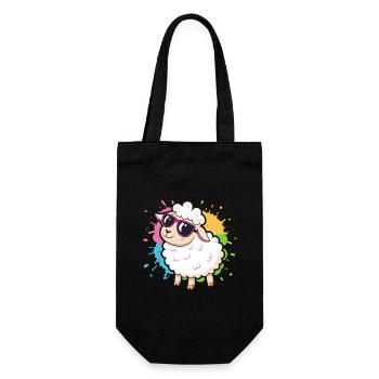 Bunte Schaf-Chic-Brillen - Geschenkbeutel für Flaschen - Schwarz - Vorne