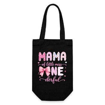 Mama of Little Miss Onederful 1st Birthday Design - Gift Bag for Bottles - black - Front