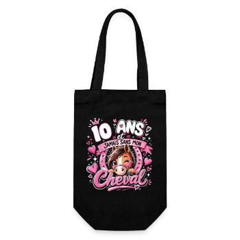 Cheval 10 Ans Anniversaire Fille Poney - Sac à bouteille - noir - Devant