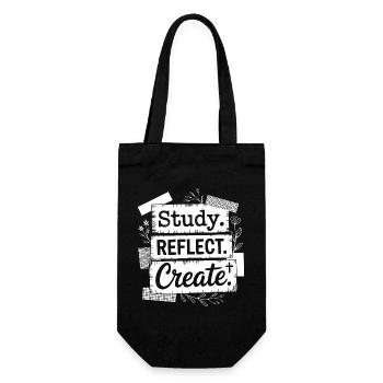 Study Reflect Create Floral Quote - Gift Bag for Bottles - black - Front