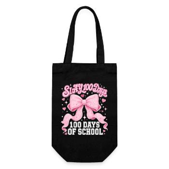 Slay 100 Tage Schule Pink Schleife Coquette - Geschenkbeutel für Flaschen - Schwarz - Vorne