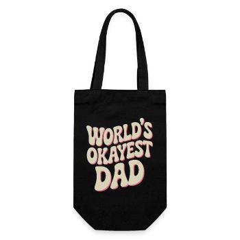 World's Okayest Dad Retro Typography - Gift Bag for Bottles - black - Front