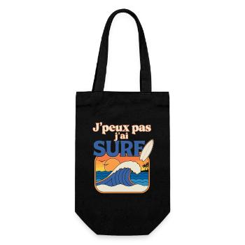 J’peux pas j’ai SURF – plage rétro - Sac à bouteille - noir - Devant