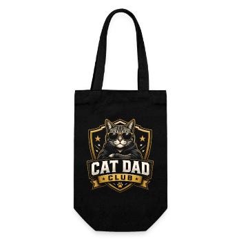 Katzen-Papa-Club – Lustige Katzen-Papas für Männer - Geschenkbeutel für Flaschen - Schwarz - Vorne