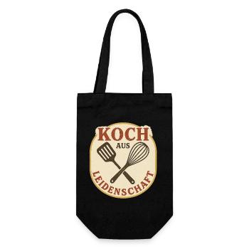 Koch aus Leidenschaft Vintage Patch - Geschenkbeutel für Flaschen - Schwarz - Vorne