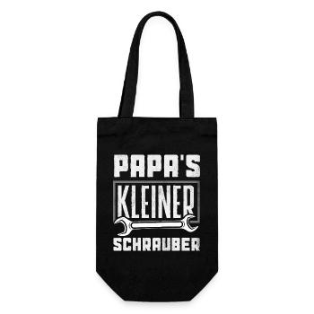 Papas Kleiner Schrauber Auto Werkstatt Kinder - Geschenkbeutel für Flaschen - Schwarz - Vorne