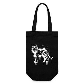 Weiß gespritzter Tiger - Geschenkbeutel für Flaschen - Schwarz - Vorne