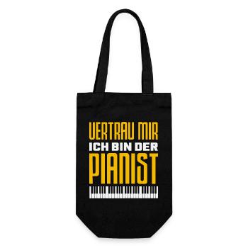 Piano Klavier Musiker Geschenk Geschenkidee - Geschenkbeutel für Flaschen - Schwarz - Vorne