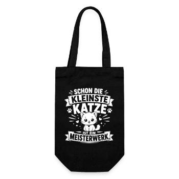 Schon die kleinste Katze ist ein Meisterwerk - Geschenkbeutel für Flaschen - Schwarz - Vorne