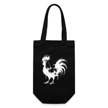 Abstract Rooster White Ink Splatter - Gift Bag for Bottles - black - Front