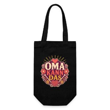 Oma kann das – Lustiger Oma Spruch - Geschenkbeutel für Flaschen - Schwarz - Vorne