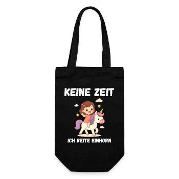 Keine Zeit: Ich Reite Einhorn - Geschenkbeutel für Flaschen - Schwarz - Vorne