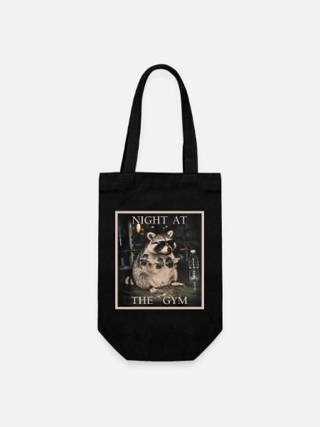 Fitness Raccoon - Night at the Gym - Geschenkbeutel für Flaschen - Schwarz