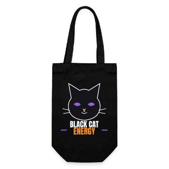 Black Cat Energy Funny Halloween Cat - Geschenkbeutel für Flaschen - Schwarz - Vorne