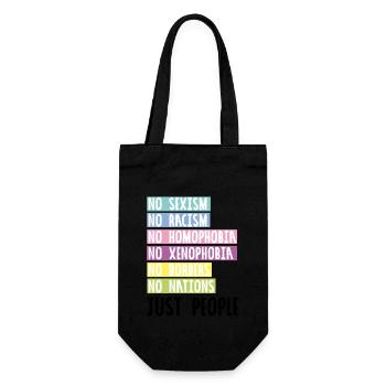Gegen Rassismus, gegen Sexismus und Homophobie - Geschenkbeutel für Flaschen - Schwarz - Vorne