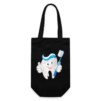 radiant white tooth with toothpaste as a comic - Gift Bag for Bottles - black - Front
