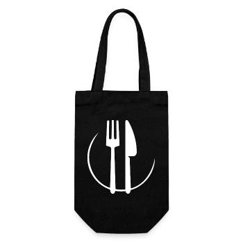 gastronomie bistro besteck cutlery geschenk team - Geschenkbeutel für Flaschen - Schwarz - Vorne