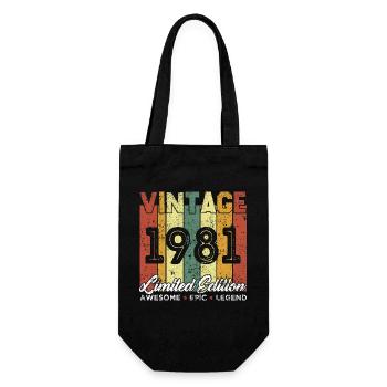 Geburtstagsgeschenk Vintage 1981 Limited Edition - Geschenkbeutel für Flaschen - Schwarz - Vorne