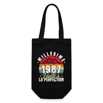 Millésime 1987, Cadeau D'anniversaire Vintage 1987 - Sac à bouteille - noir - Devant