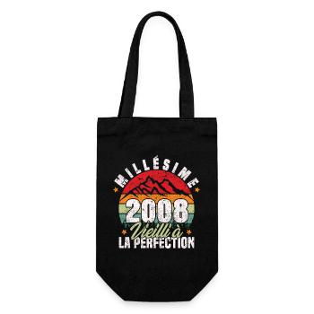 Millésime 2008, Cadeau D'anniversaire Vintage 2008 - Sac à bouteille - noir - Devant
