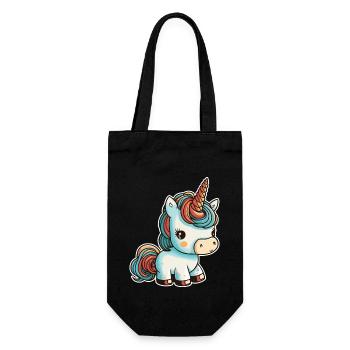 Licorne colorée douce mignonne bande dessinée bande dessinée - Sac à bouteille - noir - Devant