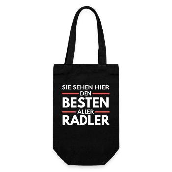 Sie sehen hier den Besten aller Radler - Geschenkbeutel für Flaschen - Schwarz - Vorne