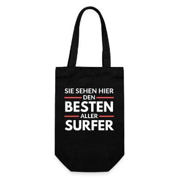 Sie sehen hier den Besten aller Surfer - Geschenkbeutel für Flaschen - Schwarz - Vorne