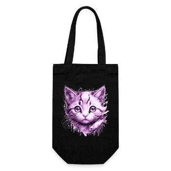 Purple Kitten with fish - Gift Bag for Bottles - black - Front