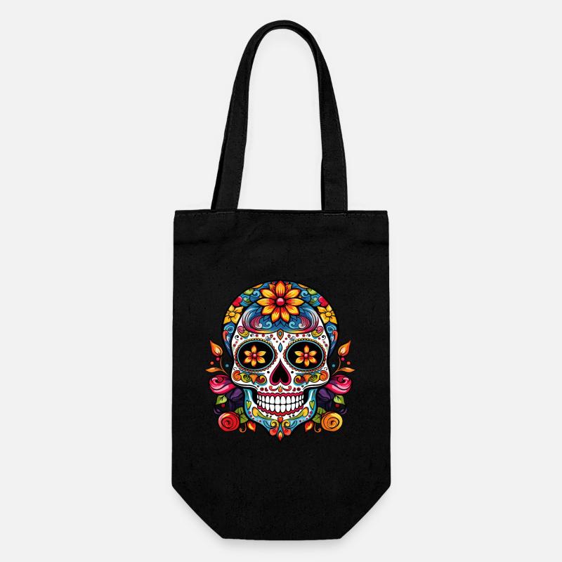 Crâne de sucre Méxicain - Sac à bouteille - noir