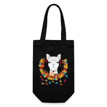 decorated alpaca in an autumnal setting - Gift Bag for Bottles - black - Front