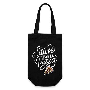 Sauvé par la pizza - Sac à bouteille - noir - Devant