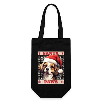 Dog Christmas Santa Paws Merry Dogmas Ugly - Gift Bag for Bottles - black - Front