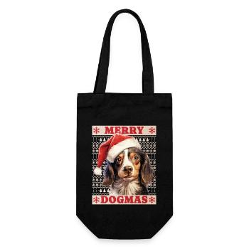Chien Noël Joyeux Dogmes Père Noël Chapeau Laid - Sac à bouteille - noir - Devant