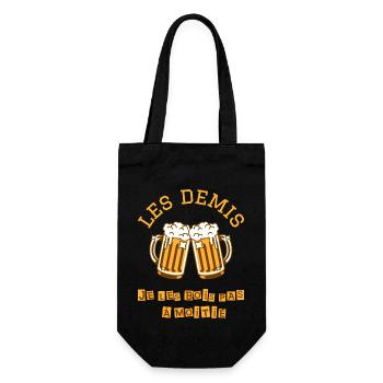 LES DEMIS JE LES BOIS PAS À MOITIÉ ! - Sac à bouteille - noir - Devant