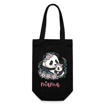 Panda Lover I Mama Panda And Cub Mother's Day - Geschenkbeutel für Flaschen - Schwarz - Vorne