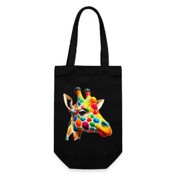 Giraffe colored and painted like Harlequin - Gift Bag for Bottles - black - Front