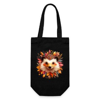 beau hérisson, fait de différentes feuilles - Sac à bouteille - noir - Devant