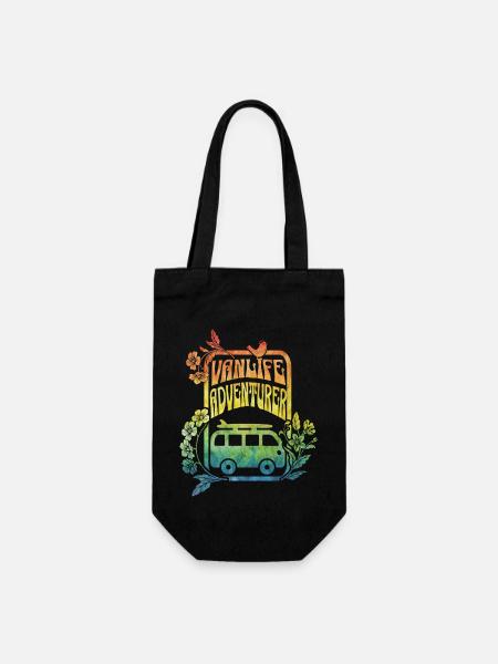 Vanlife - fleurs aux couleurs de l’arc-en-ciel - Sac à bouteille - noir