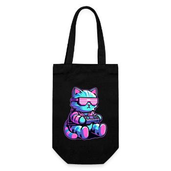 Cool Cat Gamer - Gift Bag for Bottles - black - Front