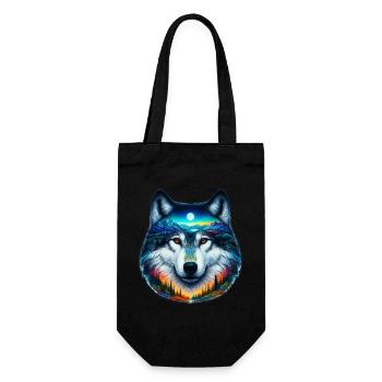 Wolf - Geschenkbeutel für Flaschen - Schwarz - Vorne