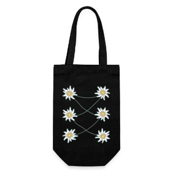 Weiße Alpen Edelweiß Blume Bergblume Berge Wandern - Geschenkbeutel für Flaschen - Schwarz - Vorne