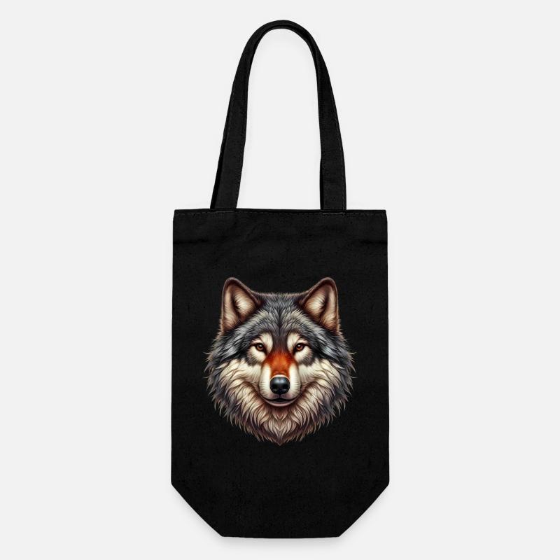 Wolf - Geschenkbeutel für Flaschen - Schwarz
