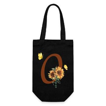 Buchstabe o Sonnenblumenschmetterling - Geschenkbeutel für Flaschen - Schwarz - Vorne