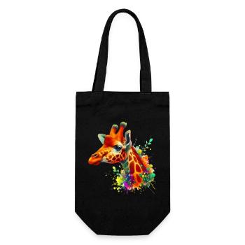 Giraffe - Geschenkbeutel für Flaschen - Schwarz - Vorne