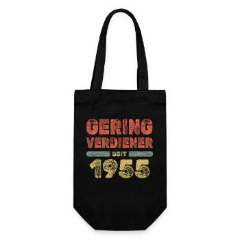 Geringverdiener 1955 - Geschenkbeutel für Flaschen - Schwarz - Vorne