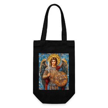 Erzengel Michael in Rüstung Mosaik-Malerei - Geschenkbeutel für Flaschen - Schwarz - Vorne