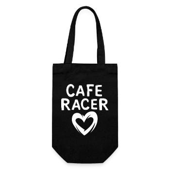 caferacer Liebe - Herzsmybol für Mopedfreunde - Geschenkbeutel für Flaschen - Schwarz - Vorne